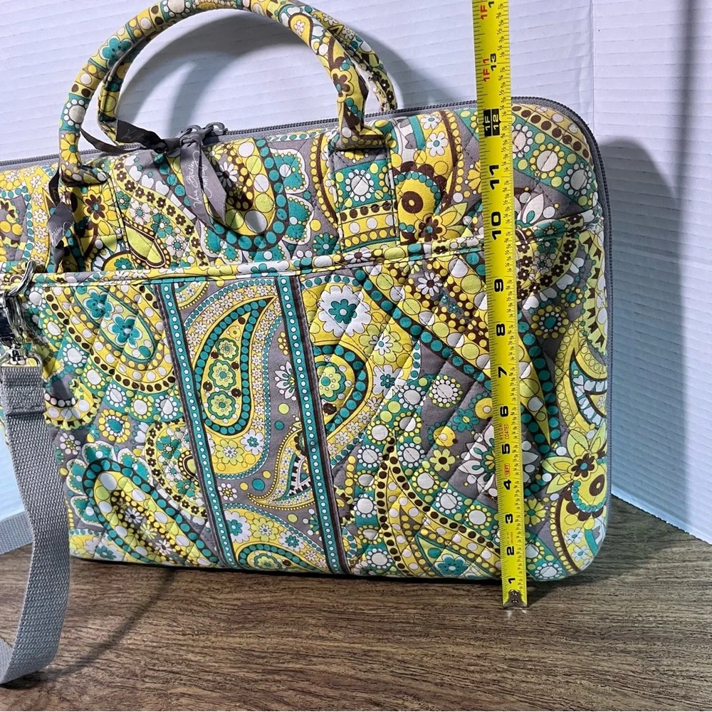 Vera Bradley Green Yellow Teal Gray Brown Paisley Labtop Bag